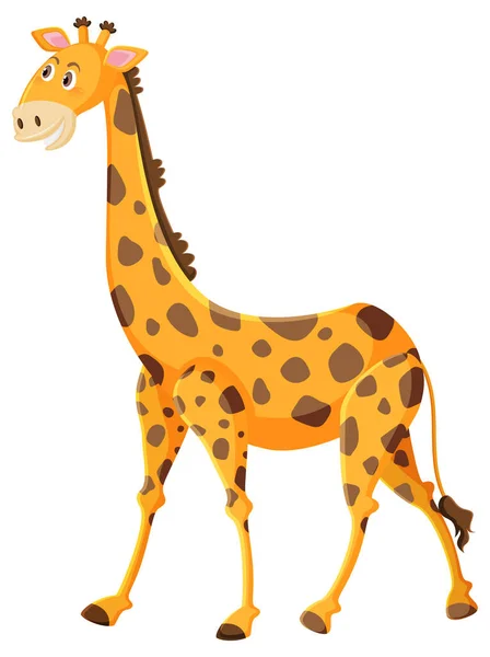 Carino Cartone Animato Giraffa Sfondo Bianco Illustrazione — Vettoriale Stock