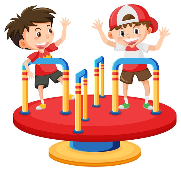 Crianças Rotunda Playground Desenho Animado Ilustração — Vetor de Stock