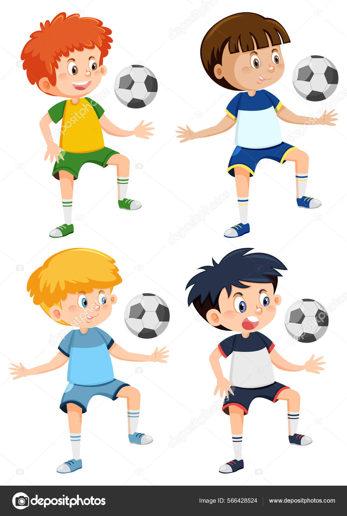 Meninos Jogando Futebol Desenhos Animados Ilustração imagem vetorial de  brgfx© 566428524