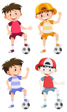 Futbol oynayan çocuklar çizgi film çizimleri