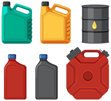 Set of different oil gallons illustration clipart