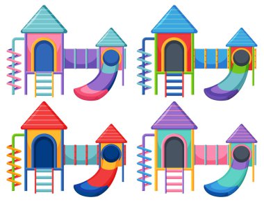 Beyaz arkaplan illüstrasyonunda bir çocuk oyun alanı slaytı