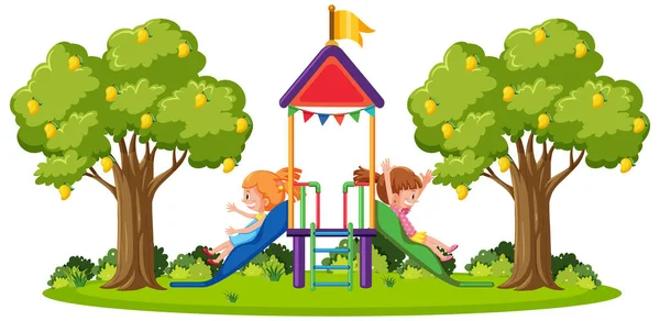 Outdoor Playground Slide Kids Illustration — Stock Vector