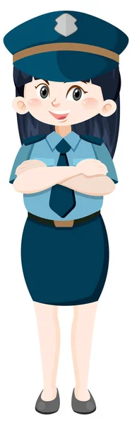 Politie Officier Cartoon Karakter Witte Achtergrond Illustratie — Stockvector