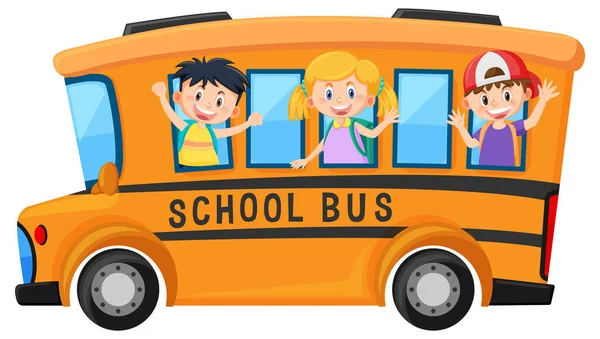 Student Schoolbus Witte Achtergrond Illustratie — Stockvector