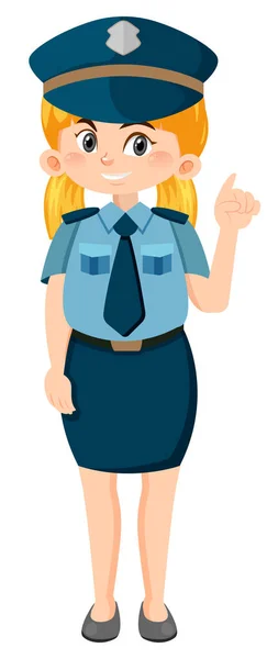 Politie Officier Cartoon Karakter Witte Achtergrond Illustratie — Stockvector