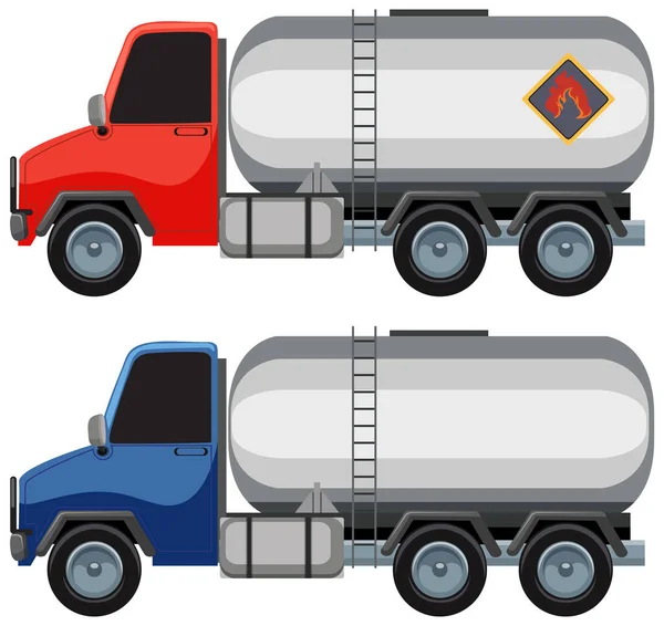 Φορτηγό Δεξαμενών Κινουμένων Σχεδίων Εικονογράφηση Φορτηγών Αερίου — Διανυσματικό Αρχείο