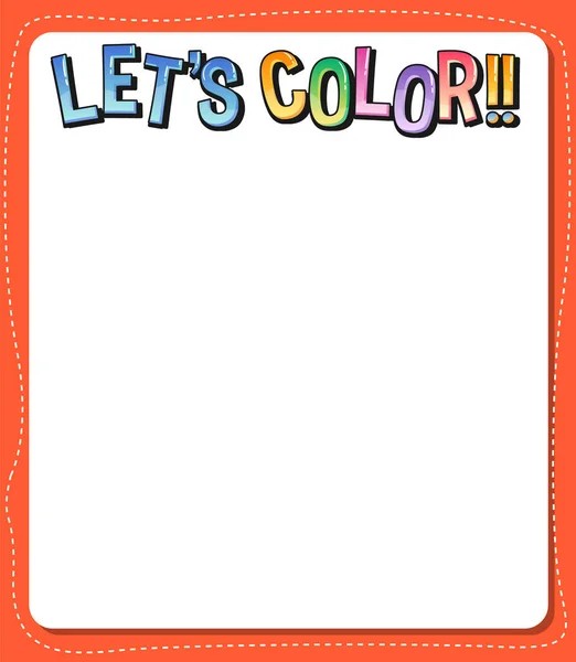 Worksheets Template Lets Color Text Illustration — Stock Vector
