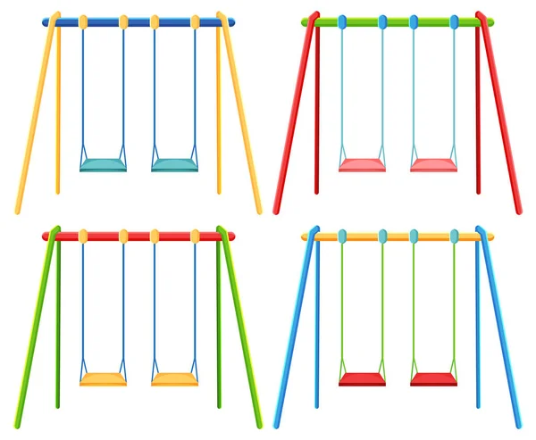 Columpios Del Patio Recreo Sobre Fondo Blanco Ilustración — Archivo Imágenes Vectoriales