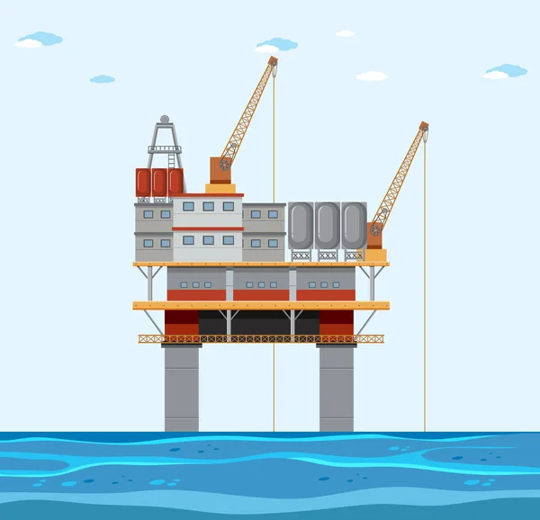 Olieplatform Booreiland Geïsoleerde Illustratie — Stockvector