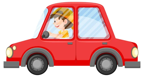 Οδηγός Αγόρι Ένα Αυτοκίνητο Κινούμενο Σχέδιο — Διανυσματικό Αρχείο