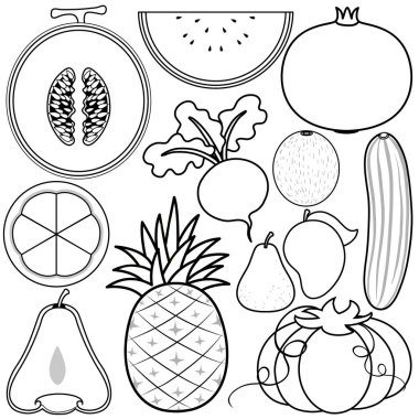 meyve ve sebzeler çizim çizelgesi
