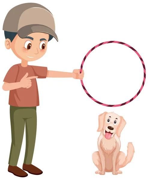 Treinador Cães Com Ilustração Aro Cão —  Vetores de Stock