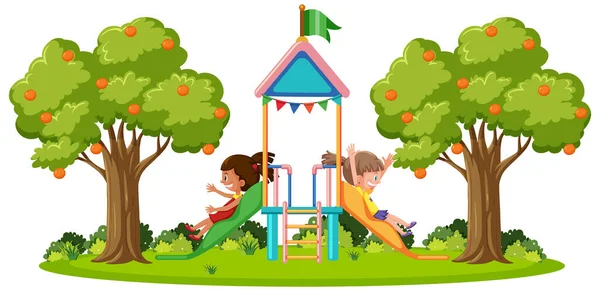 Slide Playground Livre Para Ilustração Crianças — Vetor de Stock