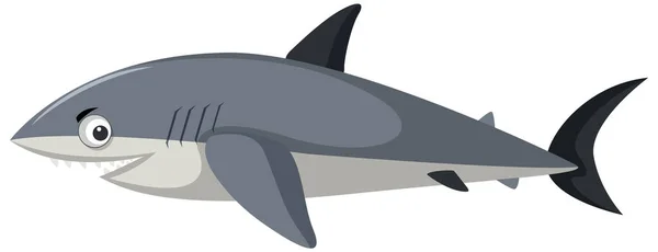 Roztomilý Žralok Kreslený Znak Izolované Ilustrace — Stockový vektor