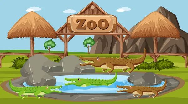Animais Ilustração Zoológico — Vetor de Stock
