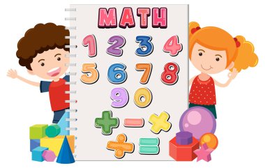 0 'dan 9' a kadar sayma ve matematik sembolleri resimleme