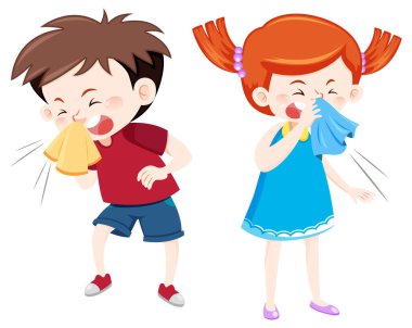 Beyaz arkaplanda soğuk alan çocuklar