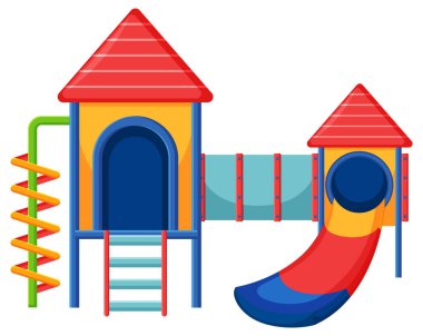 Beyaz arkaplan illüstrasyonunda bir çocuk oyun alanı slaytı