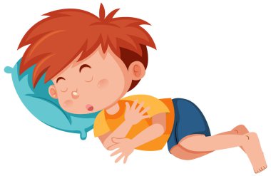 Küçük çocuk yastıkta uyuyor.