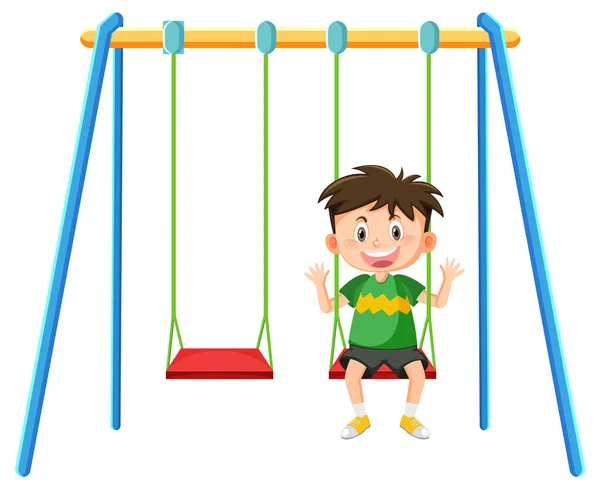 Kind Auf Schaukel Set Spielplatz Auf Weißem Hintergrund Illustration — Stockvektor