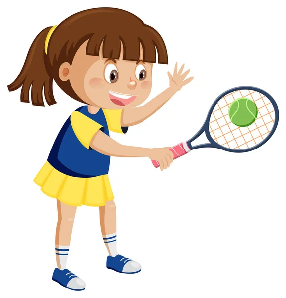 かわいい女の子テニスプレーヤー漫画イラスト — ストックベクタ