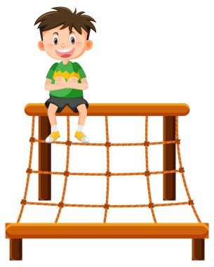 İp duvara tırmanan çocuk ağ çizimi