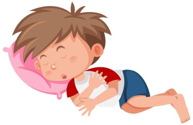 Küçük çocuk yastıkta uyuyor.