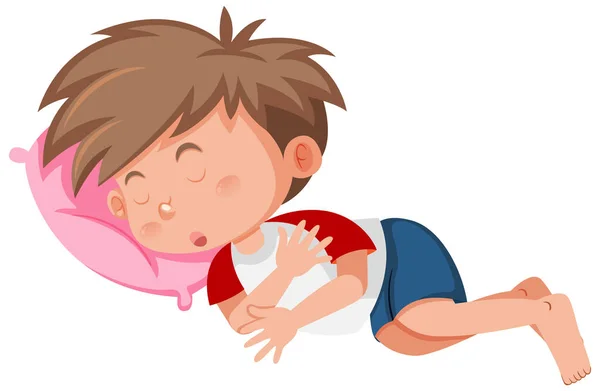 Bambino Che Dorme Cuscino Illustrazione — Vettoriale Stock