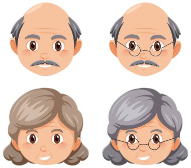 Bir çok yaşlı yüz çizimi