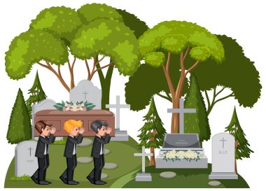 Mezarlık sahnesi izole edilmiş.