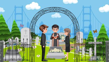 Hıristiyan dini illüstrasyonunda cenaze töreni