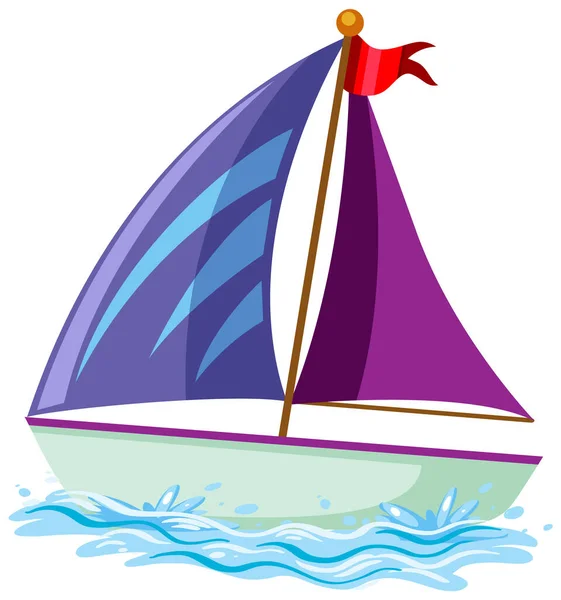 Purple Sailboat Water Cartoon Style Illustration — Stock Vector