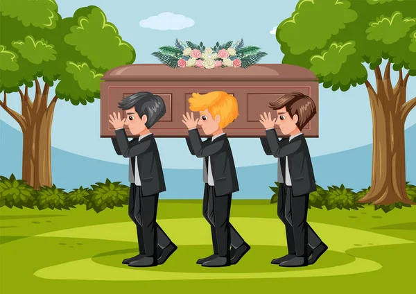 Les Gens Portent Cercueil Sur Épaule Illustration — Image vectorielle