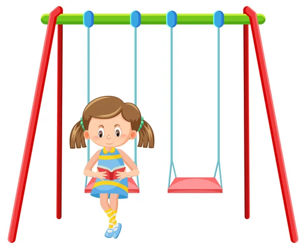 Kid Swing Set Patio Recreo Sobre Fondo Blanco Ilustración — Vector de stock