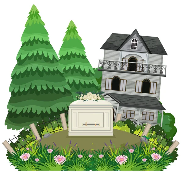 Cemetery Graveyard Scene Isolated Illustration — Stock Vector