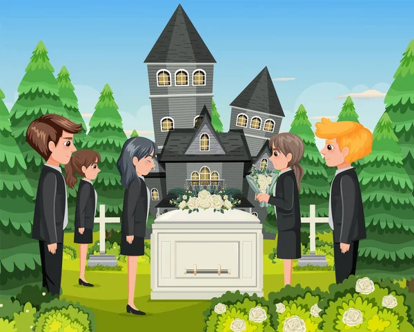Begrafenisceremonie Christelijke Religieuze Illustratie — Stockvector