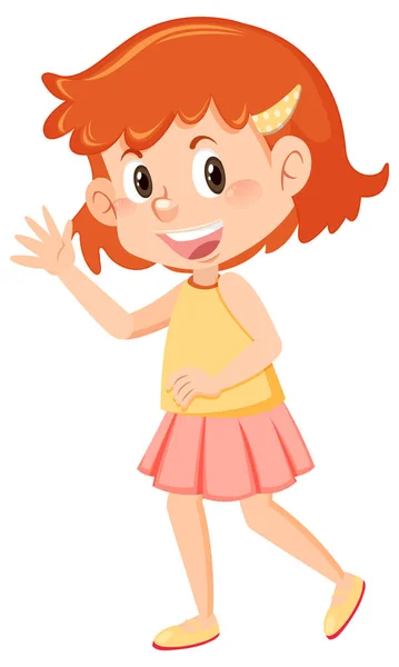 Χαριτωμένο Κορίτσι Κοντά Μαλλιά Εικονογράφηση Χαρακτήρα Κινουμένων Σχεδίων — Διανυσματικό Αρχείο