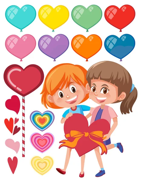 Valentine Téma Sok Szív Illusztráció — Stock Vector