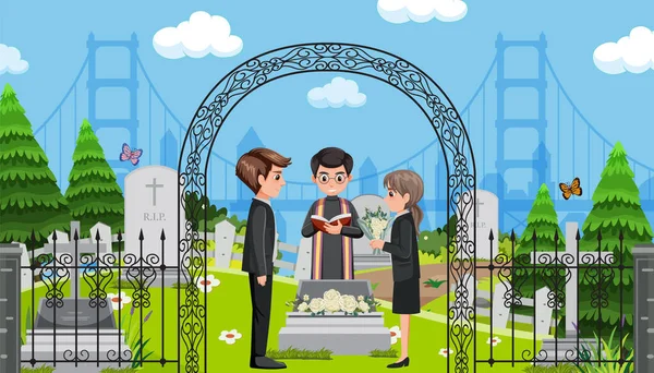 Hıristiyan dini illüstrasyonunda cenaze töreni