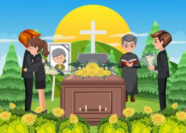 Hıristiyan dini illüstrasyonunda cenaze töreni