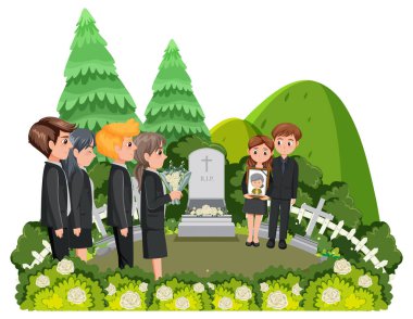 Hıristiyan dini illüstrasyonunda cenaze töreni