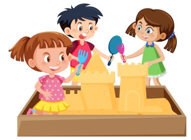 Kum havuzunda oynayan çocuklar