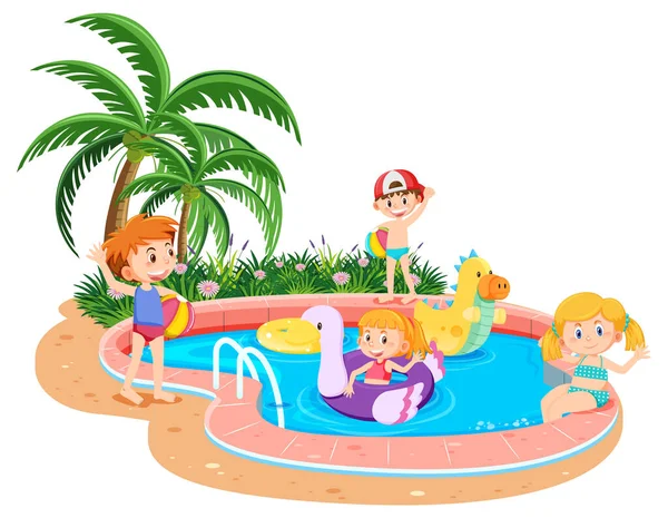 Crianças Piscina Ilustração — Vetor de Stock