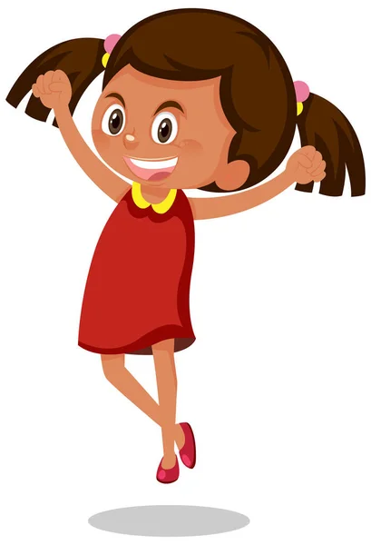 Ευτυχισμένο Κορίτσι Εικονογράφηση Χαρακτήρα Κινουμένων Σχεδίων — Διανυσματικό Αρχείο