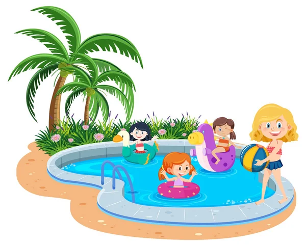 Yüzme Havuzundaki Çocuklar — Stok Vektör