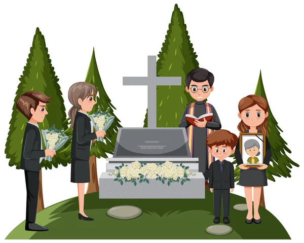 People Funeral Ceremony Illustration — Stock Vector