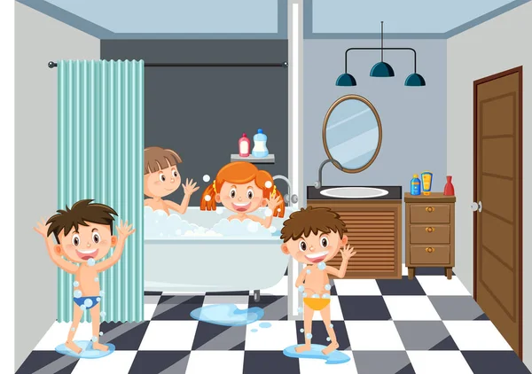 子供の浴室の図に — ストックベクタ