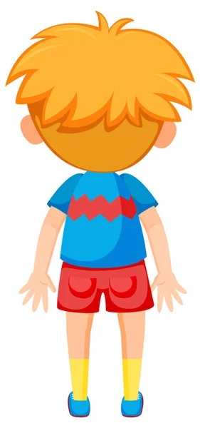 Back Little Boy Cartoon Character Illustration — Stock Vector