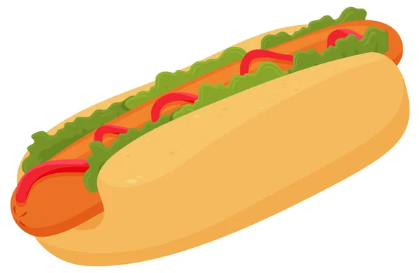 Hotdog Мультяшном Стиле Изолированная Иллюстрация — стоковый вектор